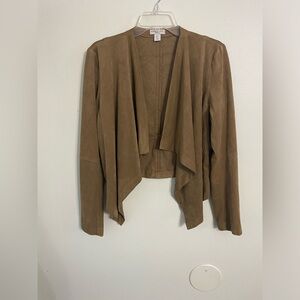 Katherine Barclay drape front faux suede Moto jacket size Large